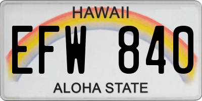 HI license plate EFW840