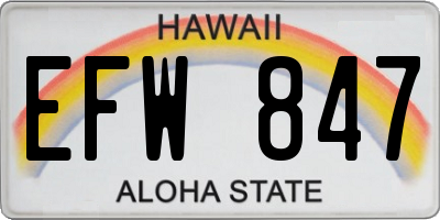 HI license plate EFW847