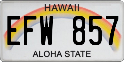 HI license plate EFW857
