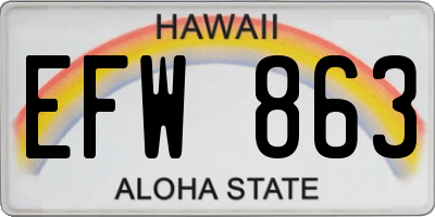 HI license plate EFW863