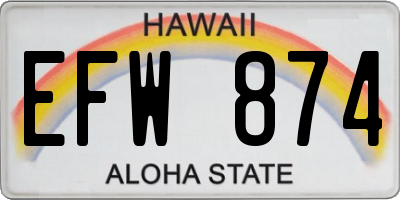 HI license plate EFW874