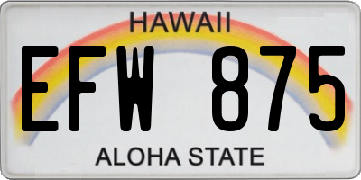 HI license plate EFW875
