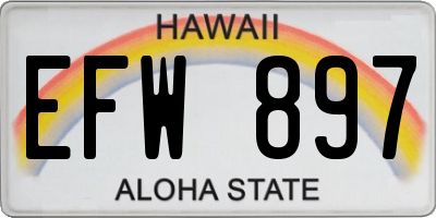 HI license plate EFW897