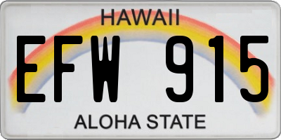 HI license plate EFW915
