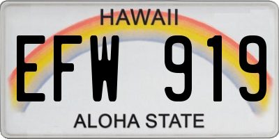 HI license plate EFW919