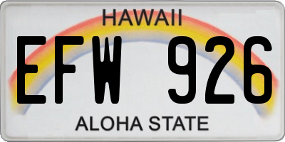HI license plate EFW926