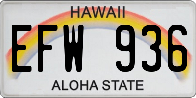 HI license plate EFW936