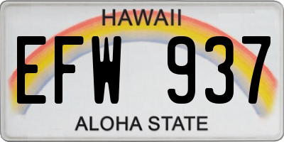 HI license plate EFW937