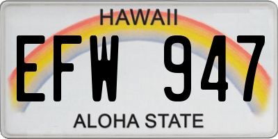 HI license plate EFW947