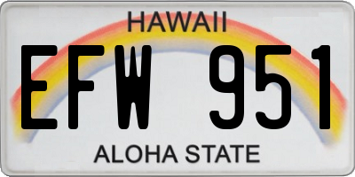 HI license plate EFW951