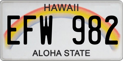 HI license plate EFW982