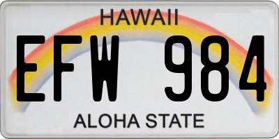 HI license plate EFW984