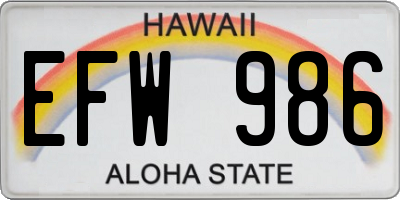 HI license plate EFW986