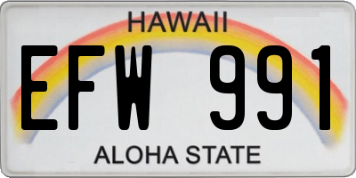 HI license plate EFW991