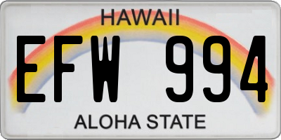 HI license plate EFW994