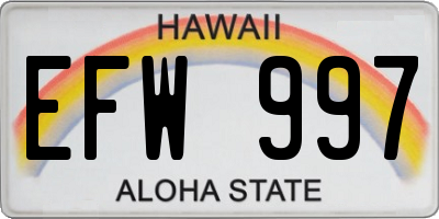 HI license plate EFW997