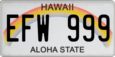 HI license plate EFW999