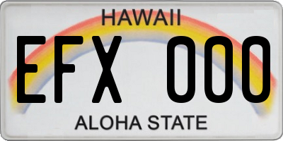 HI license plate EFX000