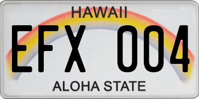 HI license plate EFX004