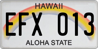 HI license plate EFX013