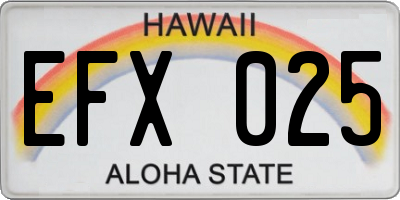 HI license plate EFX025