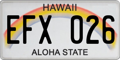 HI license plate EFX026