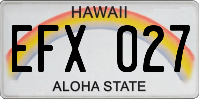 HI license plate EFX027