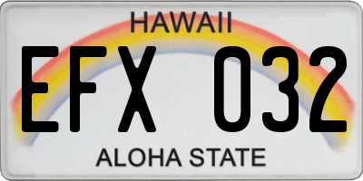 HI license plate EFX032