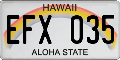 HI license plate EFX035
