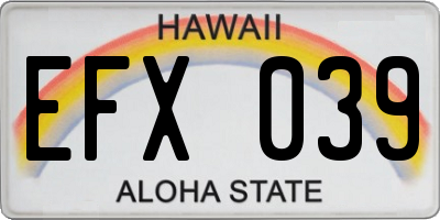 HI license plate EFX039