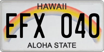HI license plate EFX040
