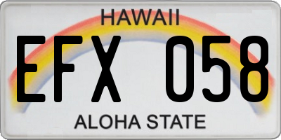 HI license plate EFX058