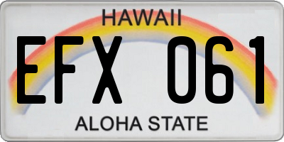 HI license plate EFX061