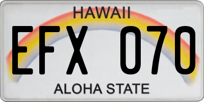 HI license plate EFX070