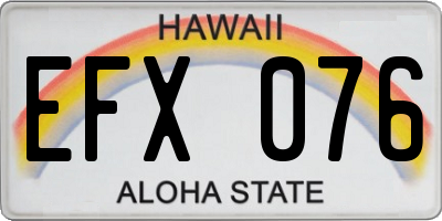HI license plate EFX076