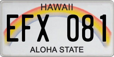HI license plate EFX081