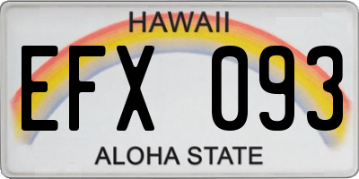 HI license plate EFX093
