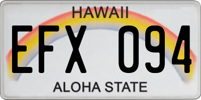 HI license plate EFX094