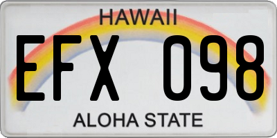 HI license plate EFX098