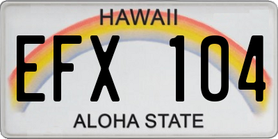 HI license plate EFX104