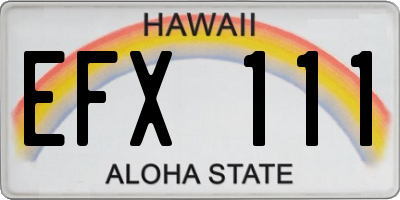 HI license plate EFX111