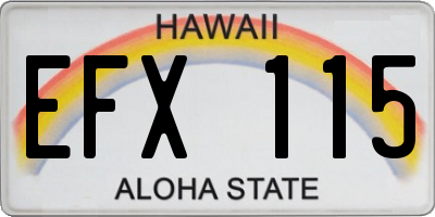 HI license plate EFX115