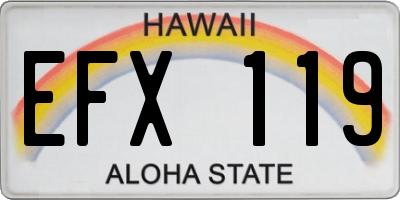 HI license plate EFX119