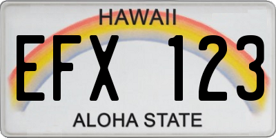 HI license plate EFX123