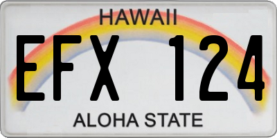 HI license plate EFX124
