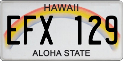 HI license plate EFX129