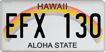 HI license plate EFX130