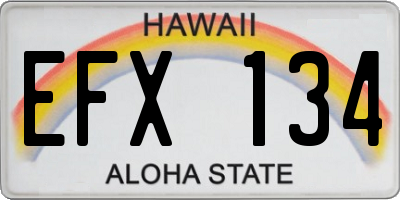 HI license plate EFX134