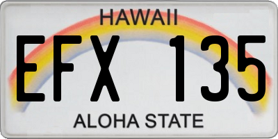 HI license plate EFX135