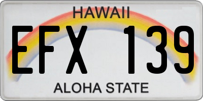HI license plate EFX139